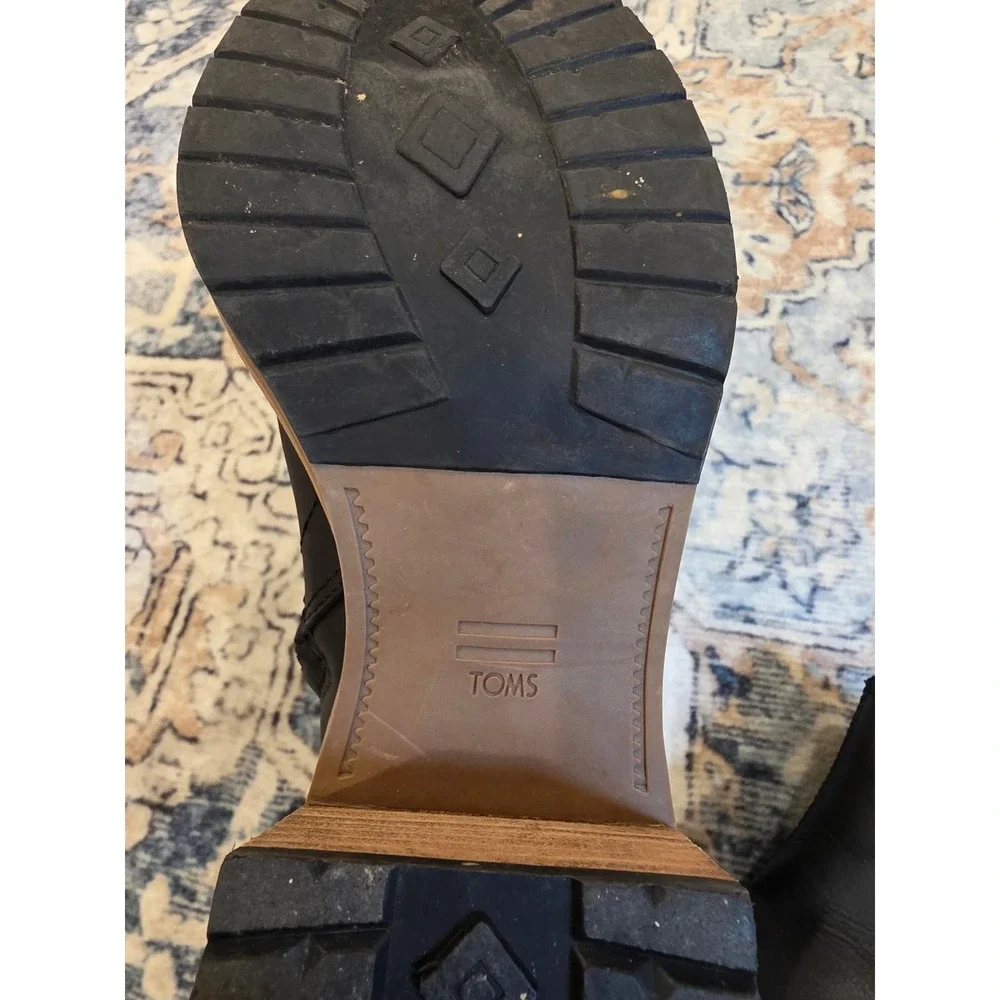TOMS Women's Size 7.5 Black Leather Marina‎ Heeled Closed Toe Bootie